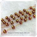 Red Glass Golden Edge Beads Rosary, Religious Rosary Beads, Rosaries (IO-cr388)
